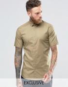 Only & Sons Skinny Smart Short Sleeve Shirt - Tan