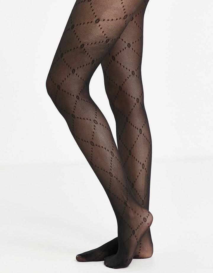 Gipsy Large Diamond Mesh Tights In Black