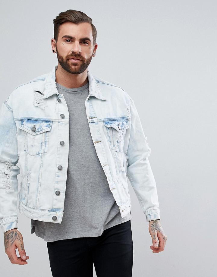 Rose London Denim Jacket In Lightwash Blue - Blue