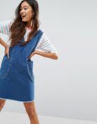 Asos Denim Chuck On Mini Dress In Vintage Blue Wash - Blue