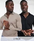 Asos Design 2 Pack Long Sleeve Jersey Shirt In Multi