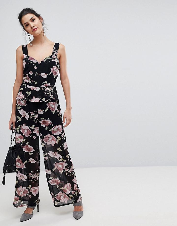 Y.a.s Floral Cami Wide Leg Jumpsuit - Multi