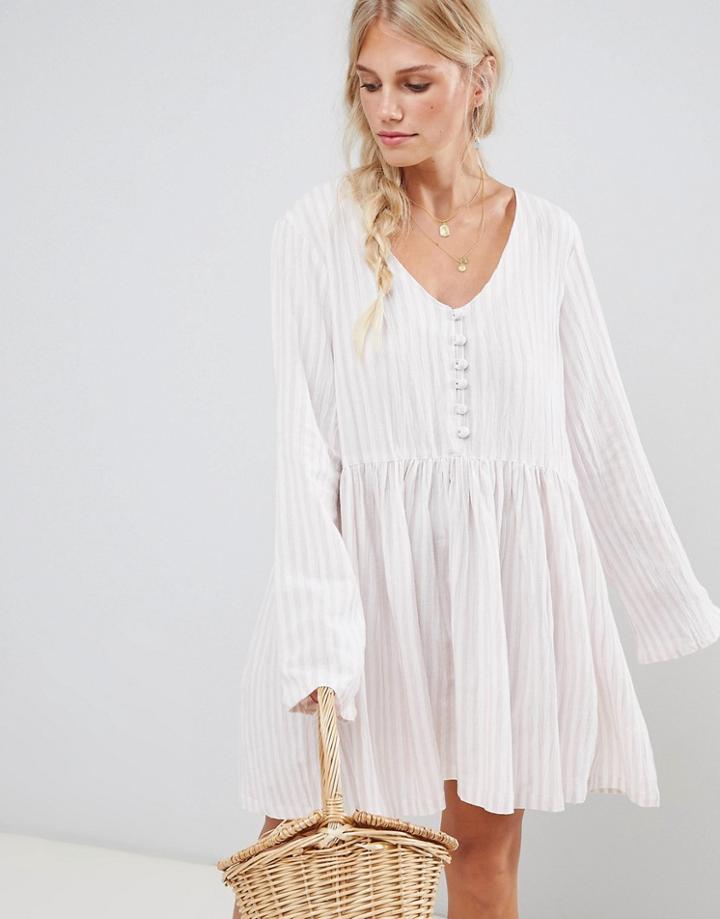 Zulu & Zephyr Back Beach Dress In Woven Stripe - Multi