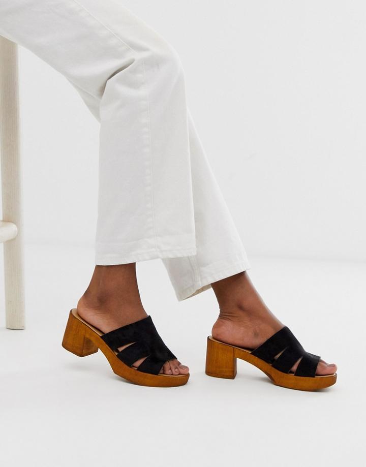Asos Design Trick Heeled Mule Sandals In Black