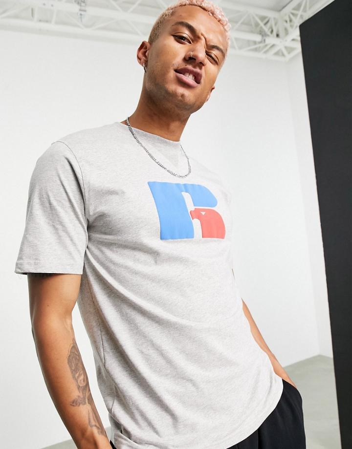 Russell Athletic Jerry Big Logo T-shirt In Gray-grey