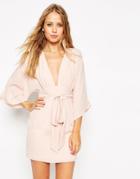 Asos 70's Belted Mini Dress - Nude