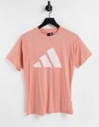 Adidas T-shirt With Large Logo In Beige-neutral