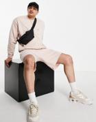 Asos Design Oversized Sweatshirt With Pocket Detail In Pink - Part Of A Set