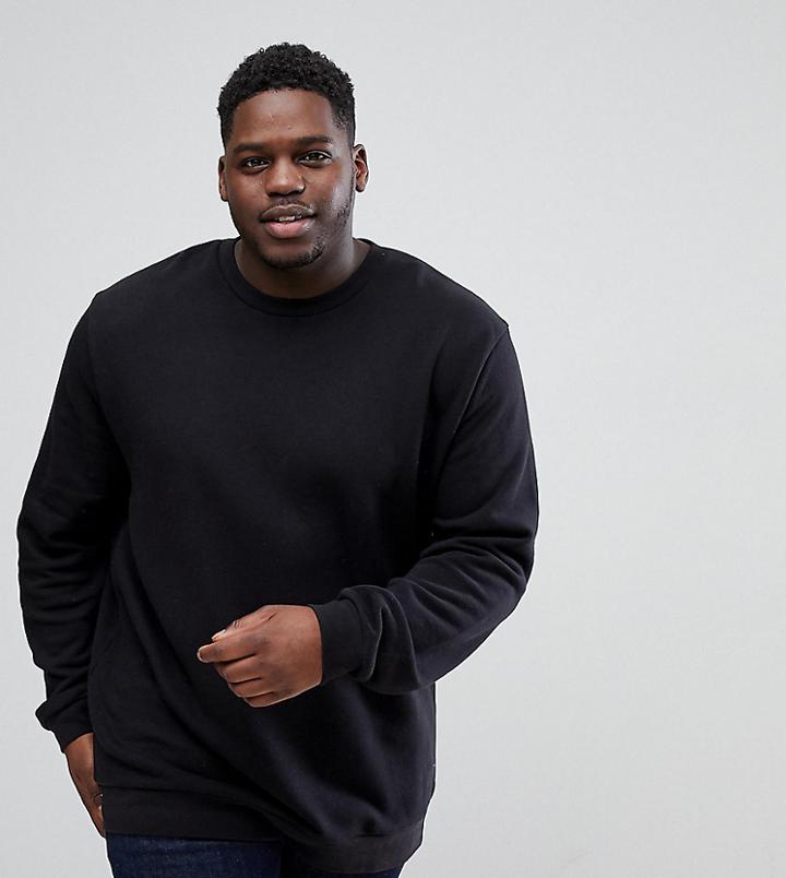 Asos Plus Longline Sweatshirt In Black - Black