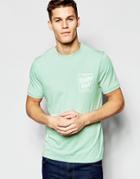 Asos T-shirt With Surf Style Chest Print And Burnout Wash - Turquoise