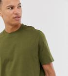 Asos Design Tall Organic Relaxed T-shirt With Crew Neck In Khaki-green