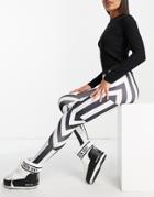 Liquorish Ski Base Layer Leggings With Flattering Panels In Mono-multi