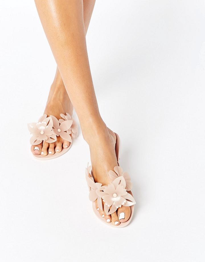 Melissa Flower Trim Flip Flop - Beige