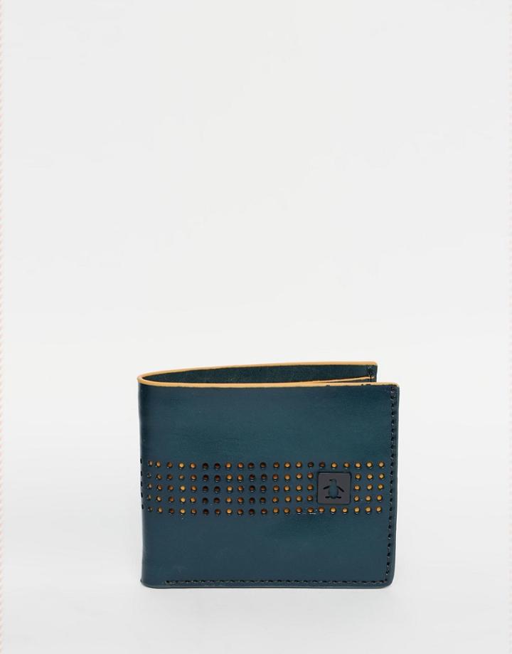 Original Penguin Leather Perf Wallet - Blue