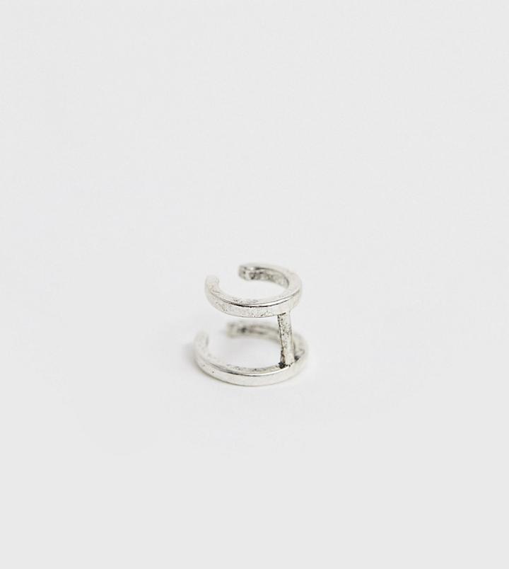 Asos Design Double Hoop Earrings In Silver Tone - Silver