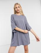 Weekday Huge Organic Cotton T-shirt Dress In Blue-blues