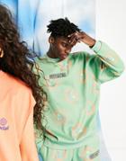 Crooked Tongues Oversized Sweatshirt With All Over Print In Green - Part Of A Set