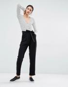 Just Female Eli Pants In Peg Leg With Tie Belt - Black