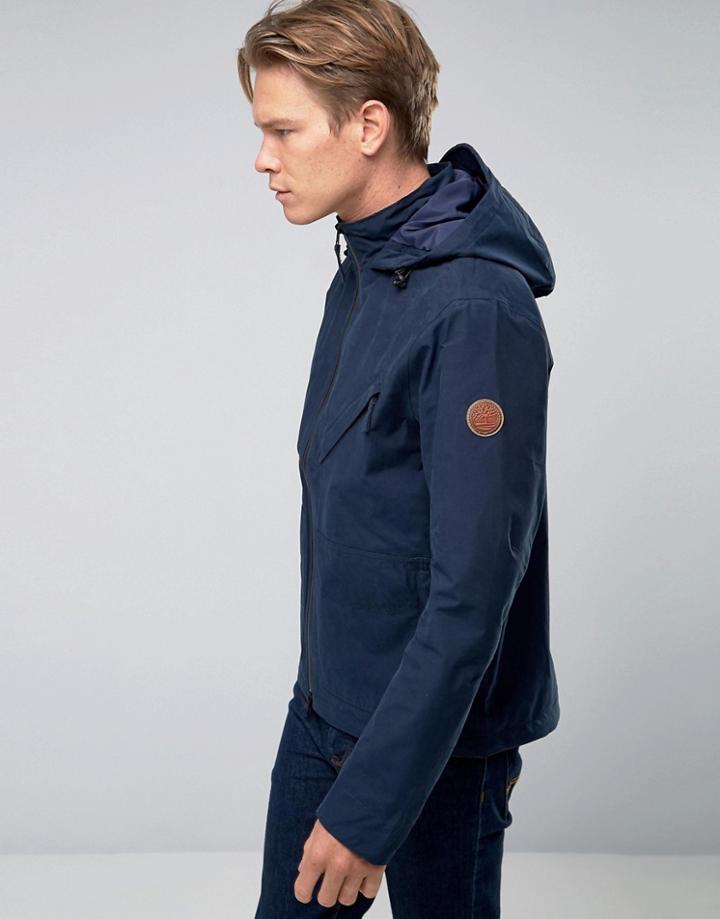 Timberland Hooded Windbreaker Jacket Water Resistant In Navy - Navy