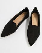 Miss Selfridge Pointed Loafers In Black - Black