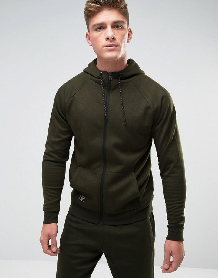 Threadbare Funnel Neck Hoodie - Green