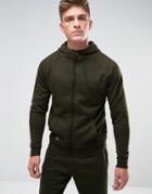 Threadbare Funnel Neck Hoodie - Green
