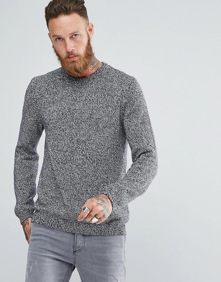 Asos Midweight Sweater In Black And White Twist - Gray
