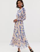 Y.a.s Floral Printed Prairie Dress - Orange