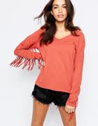 Only Sweat With Tassel Arm Detail - Marsala