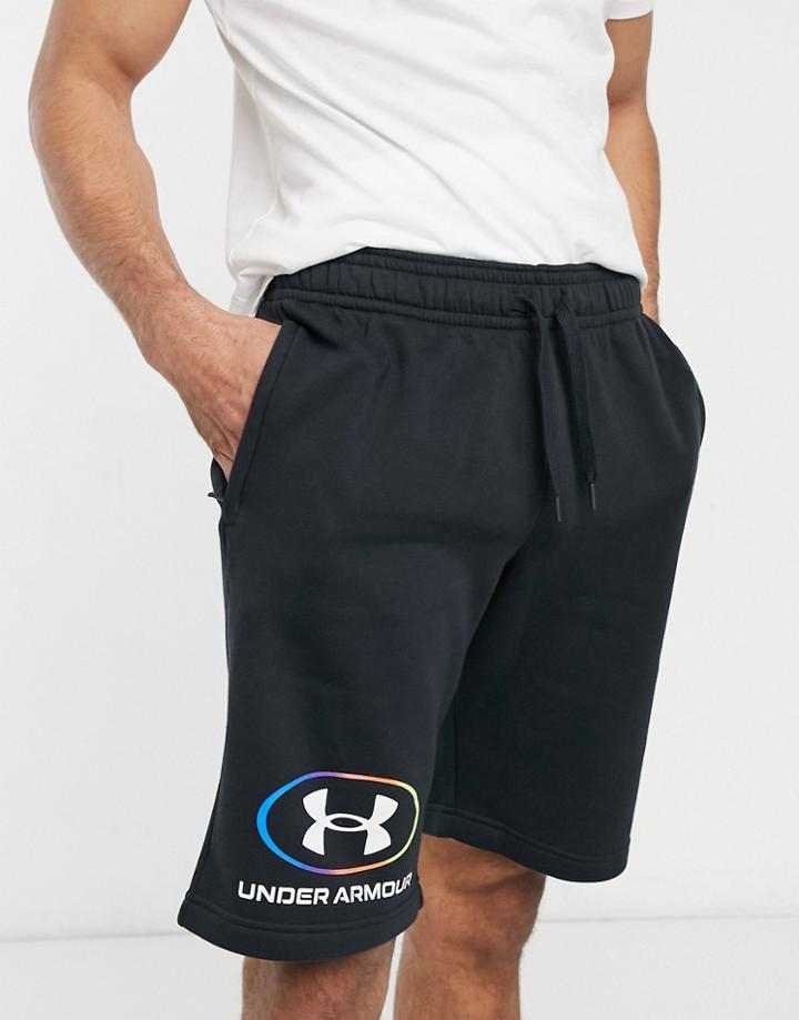 Under Armour Training Lockertag Fleece Shorts In Black