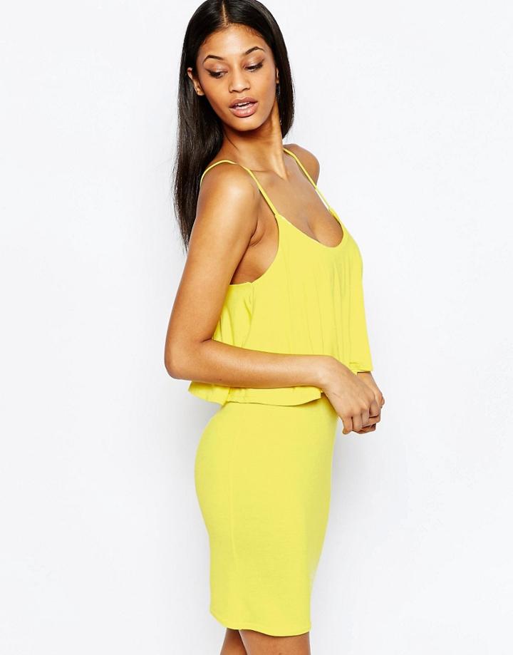 Club L Overlay Cami Midi Dress - Bright Yellow