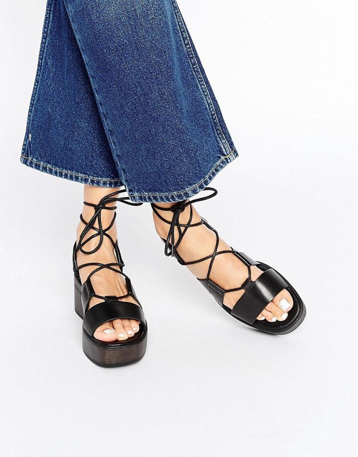 Vagabond Noor Black Cross Front Platform Sandals - Black