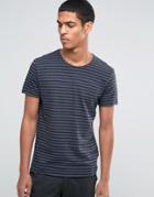 Selected Homme Striped Raw Edge T-shirt - Blue