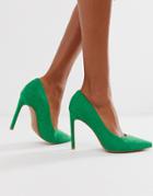 Asos Design Porto Pointed High Heeled Pumps In Emerald Green - Green