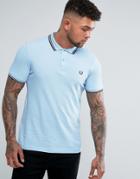 Fred Perry Slim Fit Twin Tipped Polo Shirt Blue - Blue