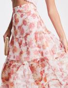 Asos Design Organza Midi Prom Skirt In Floral Print-multi