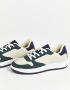 Pull & Bear 90's Lace Up Sneakers In Green