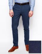Asos Skinny Fit Suit Pants In Blue Dogstooth - Blue