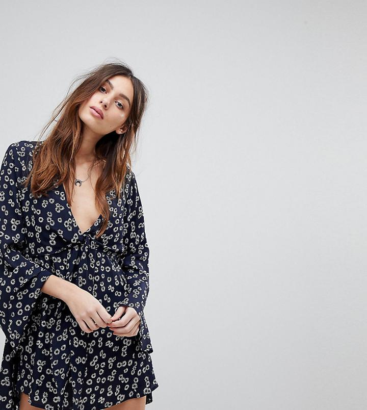 Flynn Skye Exclusive Floral Tie Detail Dress - Navy