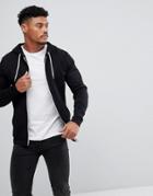 Asos Zip-up Hoodie In Black - Black