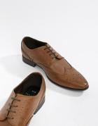 New Look Faux Leather Brogue Shoes In Tan - Tan
