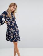 Y.a.s Allover Floral Printed Shift Dress - Blue