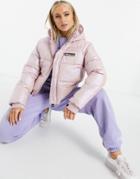 Ellesse Cropped Puffer Jacket In Pearlescent-white