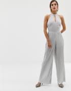 River Island Jumpsuit With High Neck In Silver