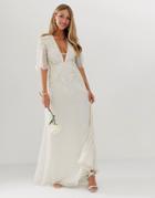 Hope & Ivy Bridal Kimono Sleeve Maxi - White