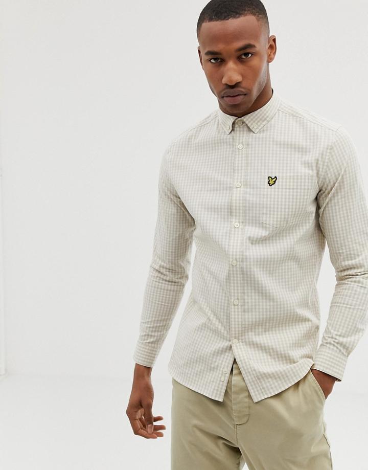 Lyle & Scott Slim Fit Gingham Shirt In Stone - Stone
