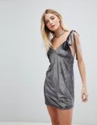 Jaded London Foil Velvet Cami Mini Dress - Black