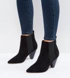 Asos Believe Wide Fit Heeled Ankle Boots - Black