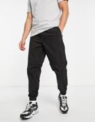 Jack & Jones Intelligence Bill Wide Fit Nylon Zip Off Cuffed Cargo Pants In Black