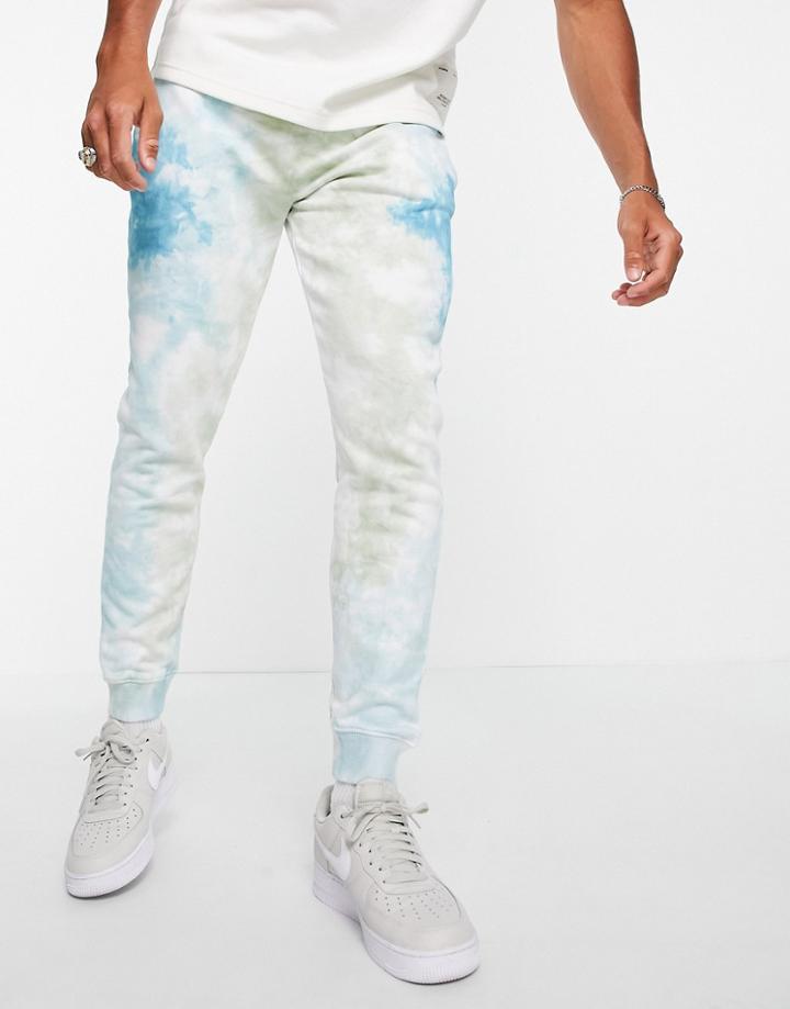 Topman Tie Dye Sweatpants In Green - Part Of A Set
